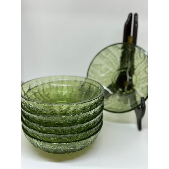 VTG Anchor Hocking Soreno Glass Bowl 6"x1.75" Set-of-6 Crinkle Cereal Bowl - Picture 4 of 9